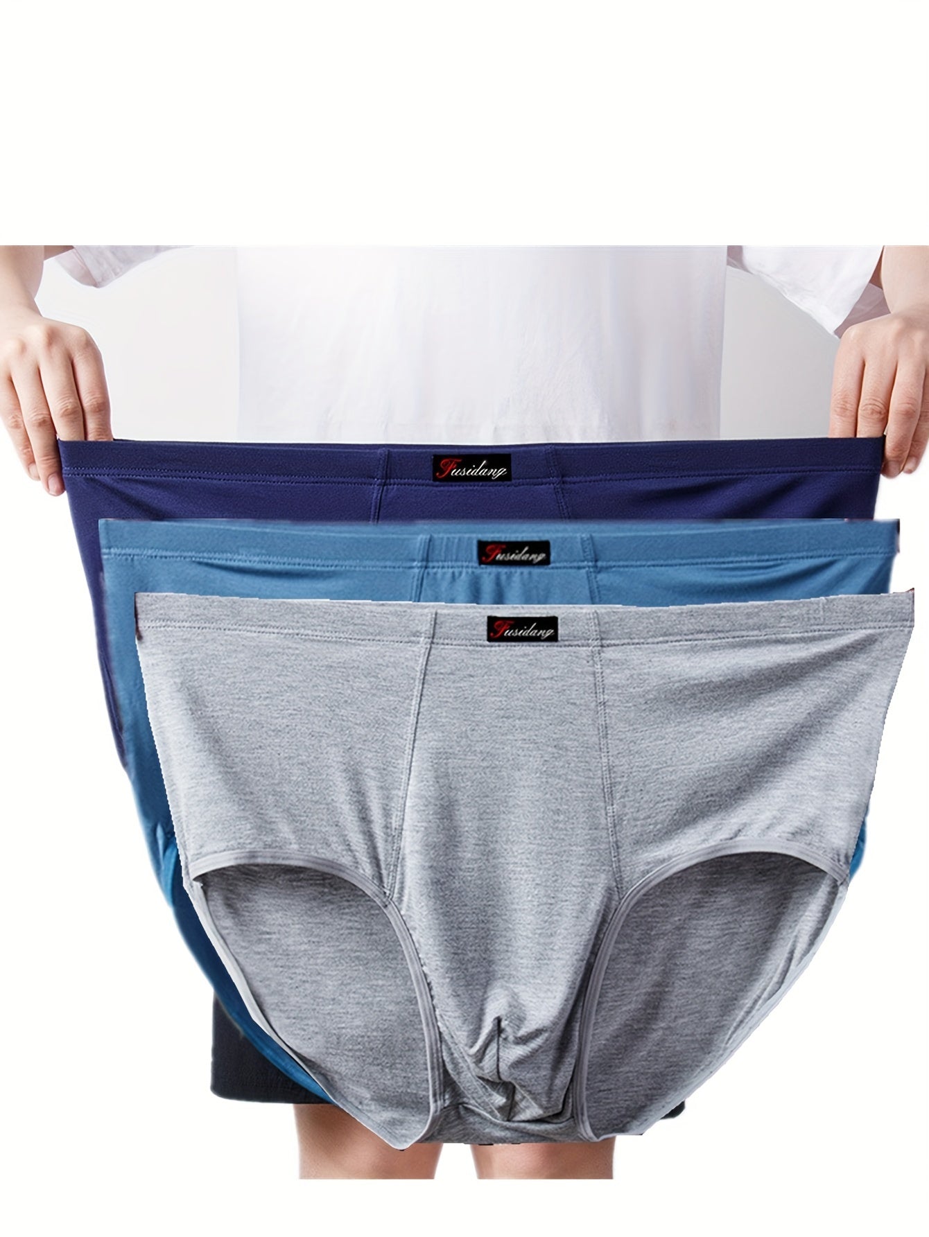 3\u002F4pcs Plus Size Men's Underwear, Casual Loose Breathable Comfy Quick-drying Elastic Briefs, Modal Underpants