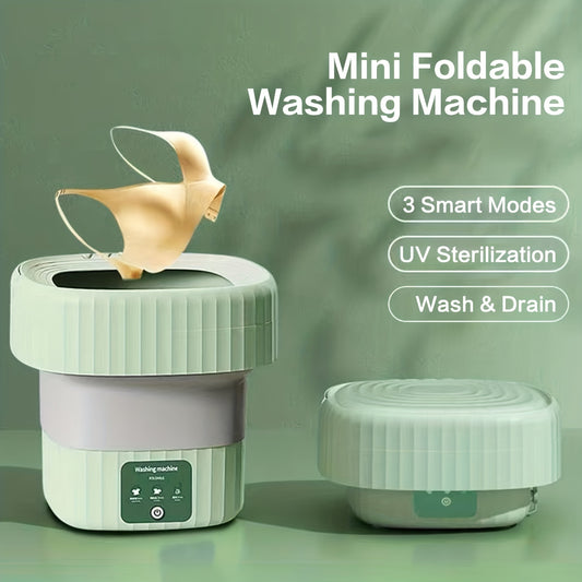 Foldable Mini Washing Machine With Blue-ray Sterilizing - 6L\u002F9L, 3 Modes, Perfect For Baby Clothes, Underwear, Socks, RV, Travel, Camping Outdoor