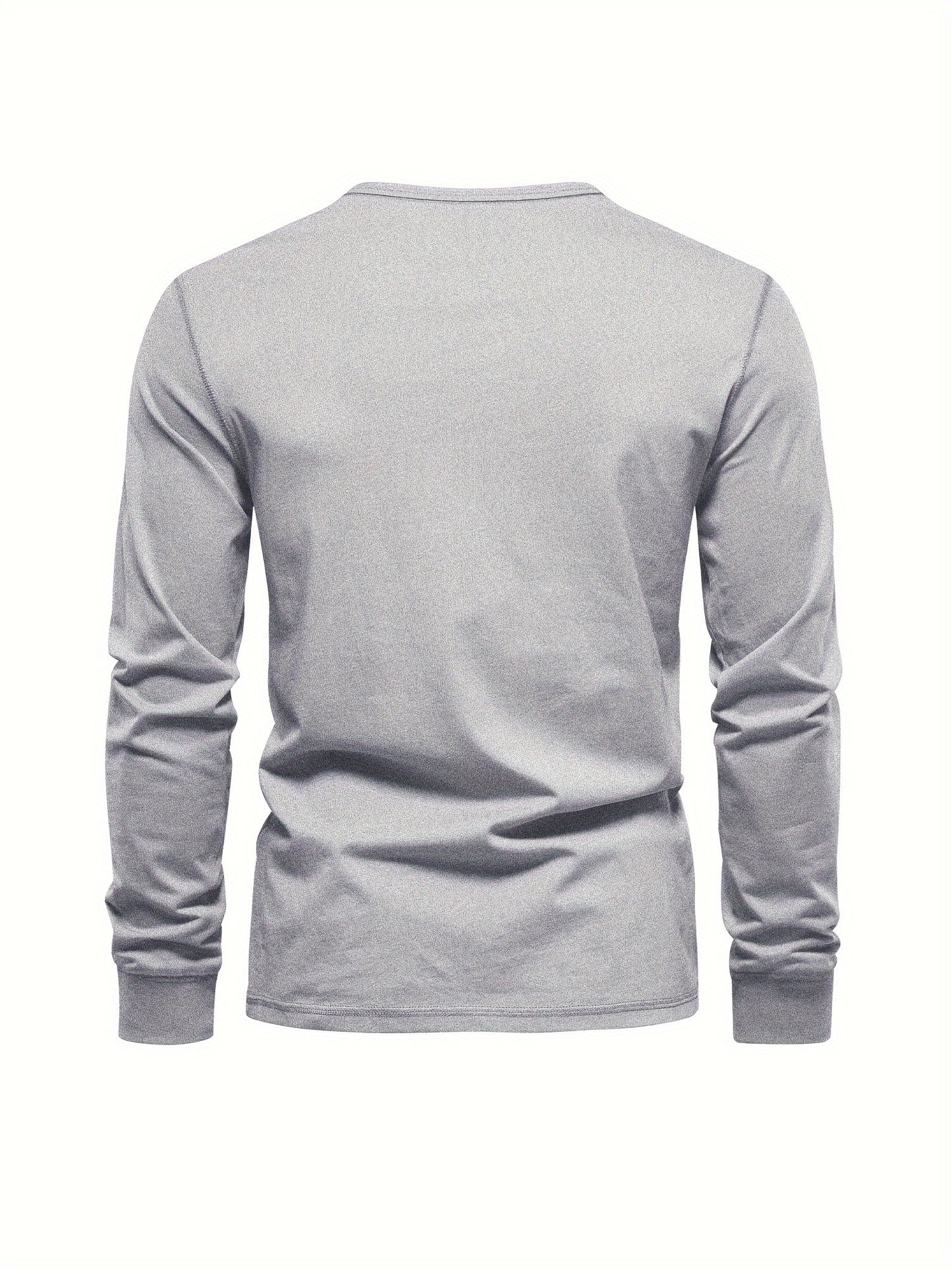 Men's Henley Collar Long Sleeve Cotton T Shirt