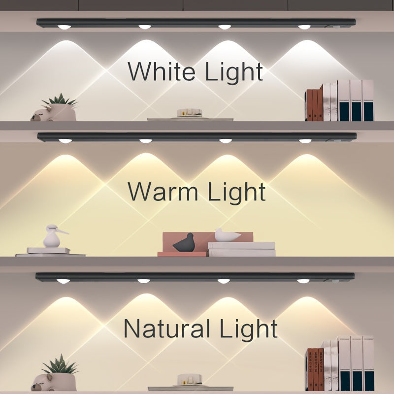 1pc LED Cabinet Light With Motion Sensor, Ultra Thin Human Body Induction Intelligence LED Lamp For Kitchen Counter Bedroom Wardrobe