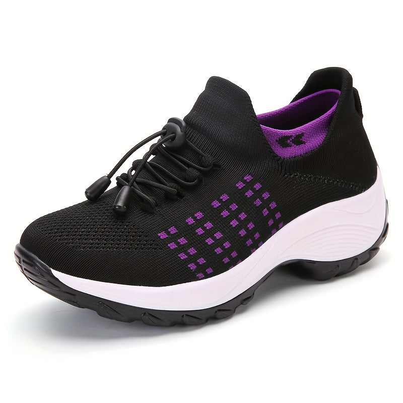 Women's Lightweight Knit Socks Shoes, Low Top Lace Up Breathable Casual Shoes, Women's Fashion Sport Footwear