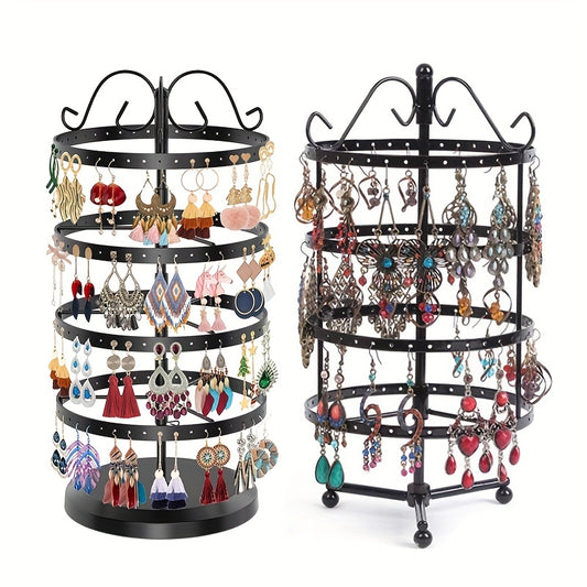 1pc 4 Tiers Metal Rotating Earring Holder Organizer, Exquisite Jewelry Display Stand