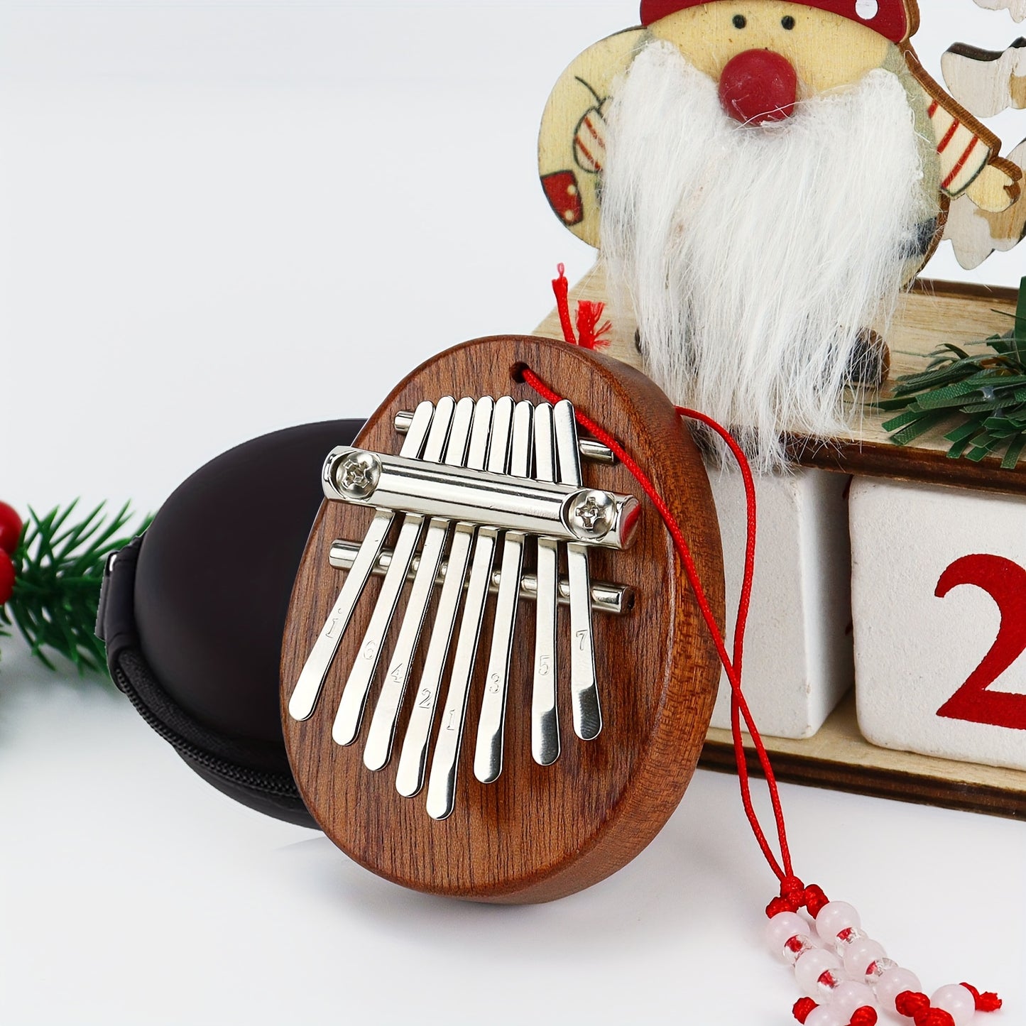 Mini piano Kalimba à 8 touches avec corps en acajou et sac de rangement-idéal pour les débutants, les amateurs de musique et les interprètes-cadeaux de Noël et de Thanksgiving parfaits, jeu de relaxation