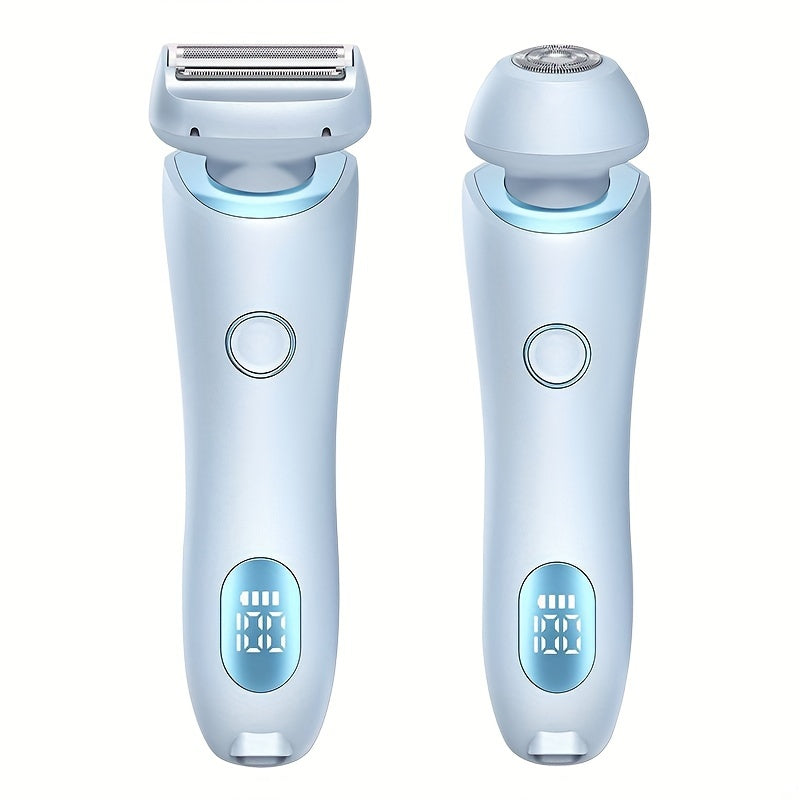 2-in-1 Rechargeable Shaver For Women, Waterproof For Wet And Dry Use, Cordless Hair Removal Bikini Trimmer