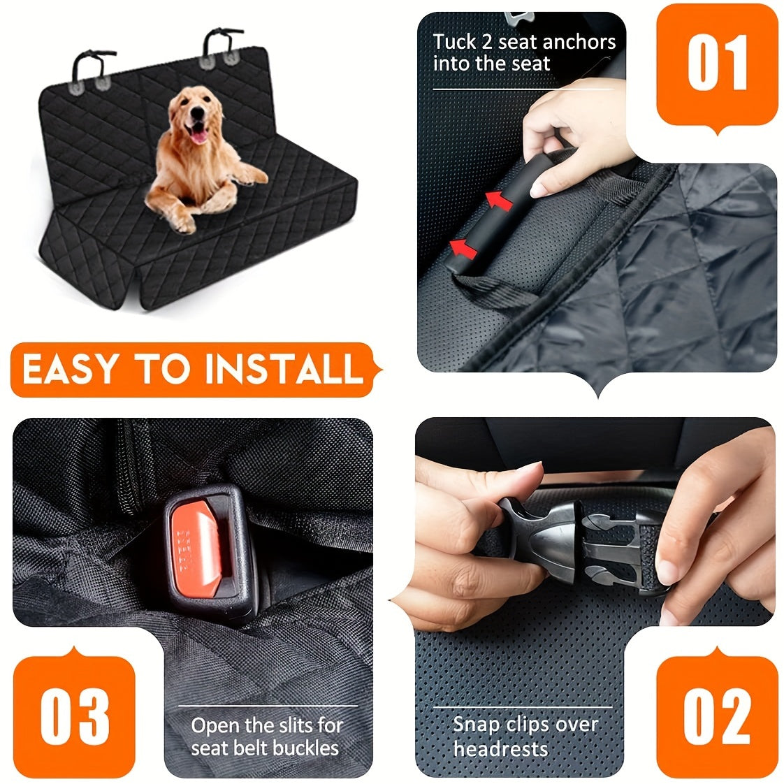 Estera del animal doméstico del coche Estera trasera negra del coche Asiento del animal doméstico Tela Oxford Impermeable Perro Estera Perro Protectores de coche