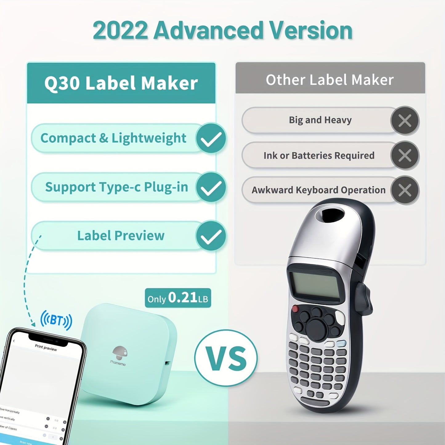 Label Makers, Q30 Mini Labeler, Thermal Label Maker Machine With Tape, Multiple Templates Font Icon Available For Phone Pad, Easy To Use, For Home Kitchen Storage Office Organization