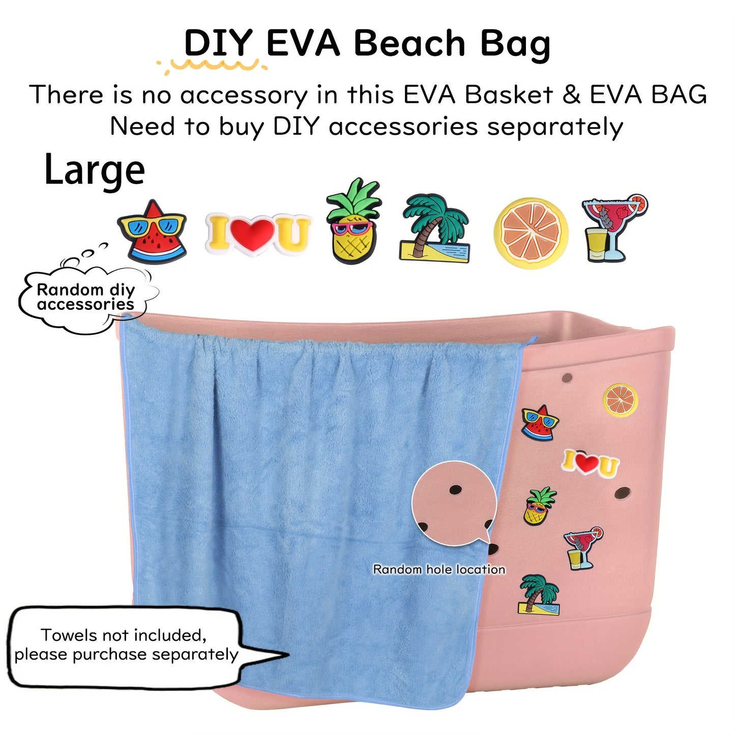 Waterproof EVA Beach Bag, Portable Handbag For Outdoor Sports, Trendy Travel Beach Boat Swimming Tote Bag