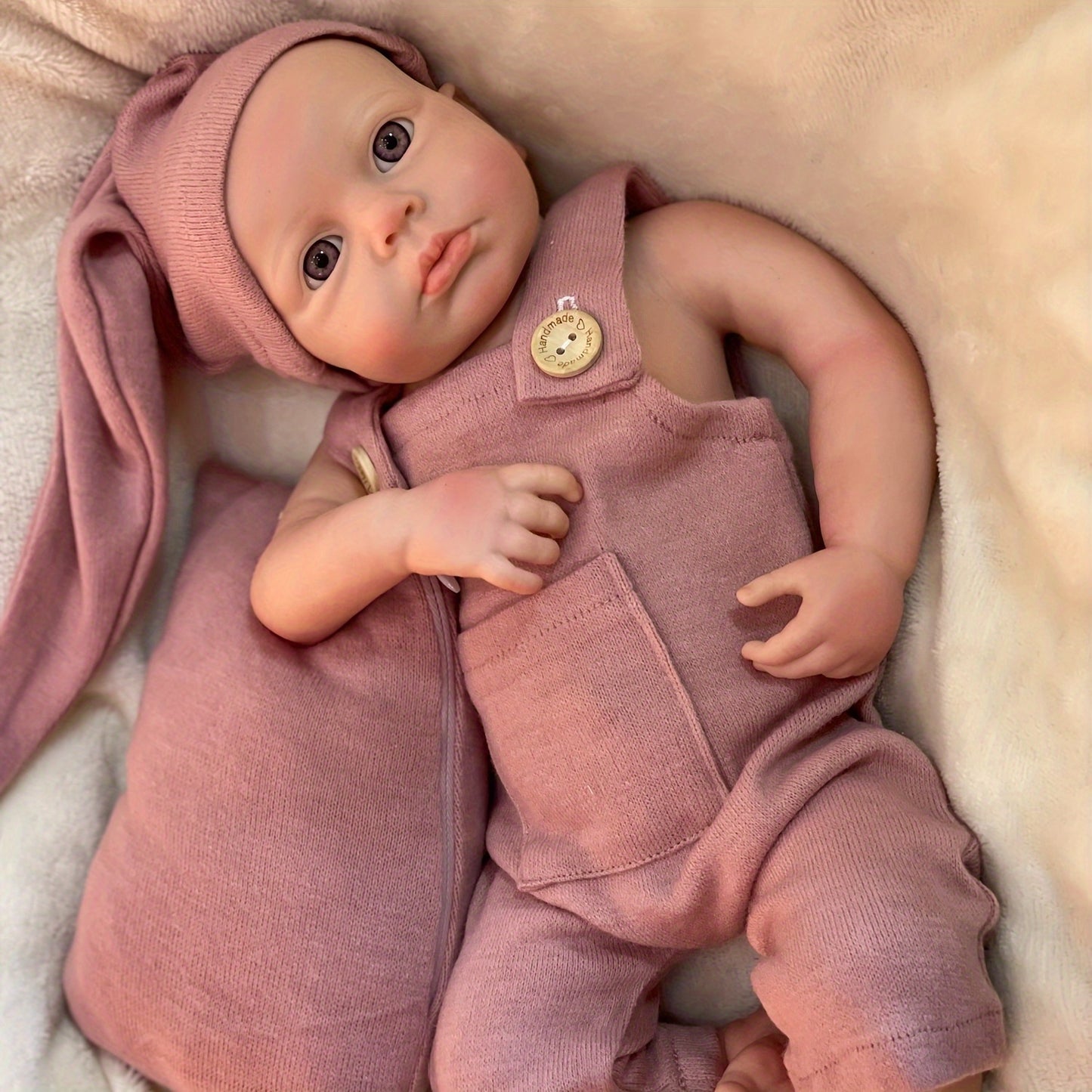 17.72inch Open Eyes Full Body Solid Platinum Silicone Bebe Reborn Girl With Artist Oil Painted Skin Handmade Soft Toch Silicone Reborn Doll Can Have Bath Reborn Doll Toy For Christmas Gift