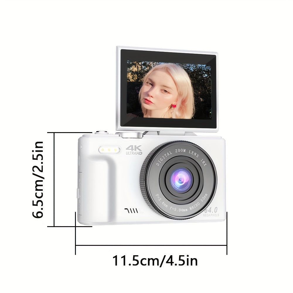 Digital Camera 4K Video Cameras With Wi-Fi For Photography 60 IPS 180 Flip Screen 18X Digital Zoom