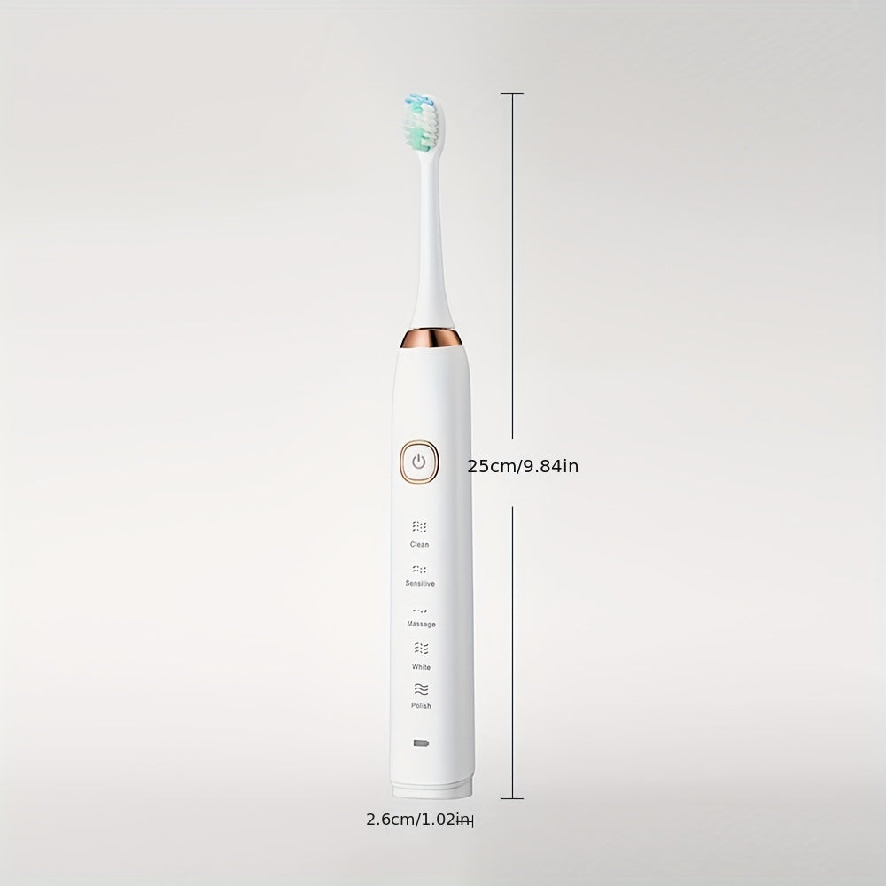 Sonic Electric Toothbrush Wireless Charging 5 Brushing Modes With Travel Box Brush Head Dust Cover 6 Soft Bristle Brush Heads