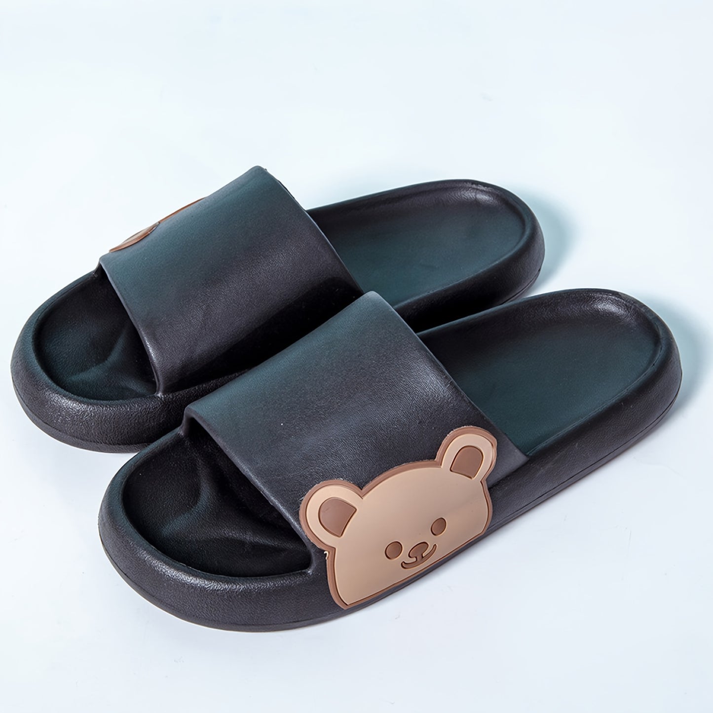 Cute Cartoon Bear Unisex Slide Shoes, Casual Soft Sole EVA Bathroom Shoes, Anti-Slip & Anti-Odor Slides