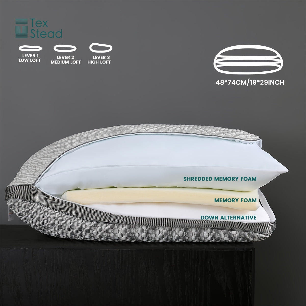 1pc Adjustable Layer Pillows For Sleeping, Cooling, Luxury Pillows For Back, Stomach Or Side Sleepers