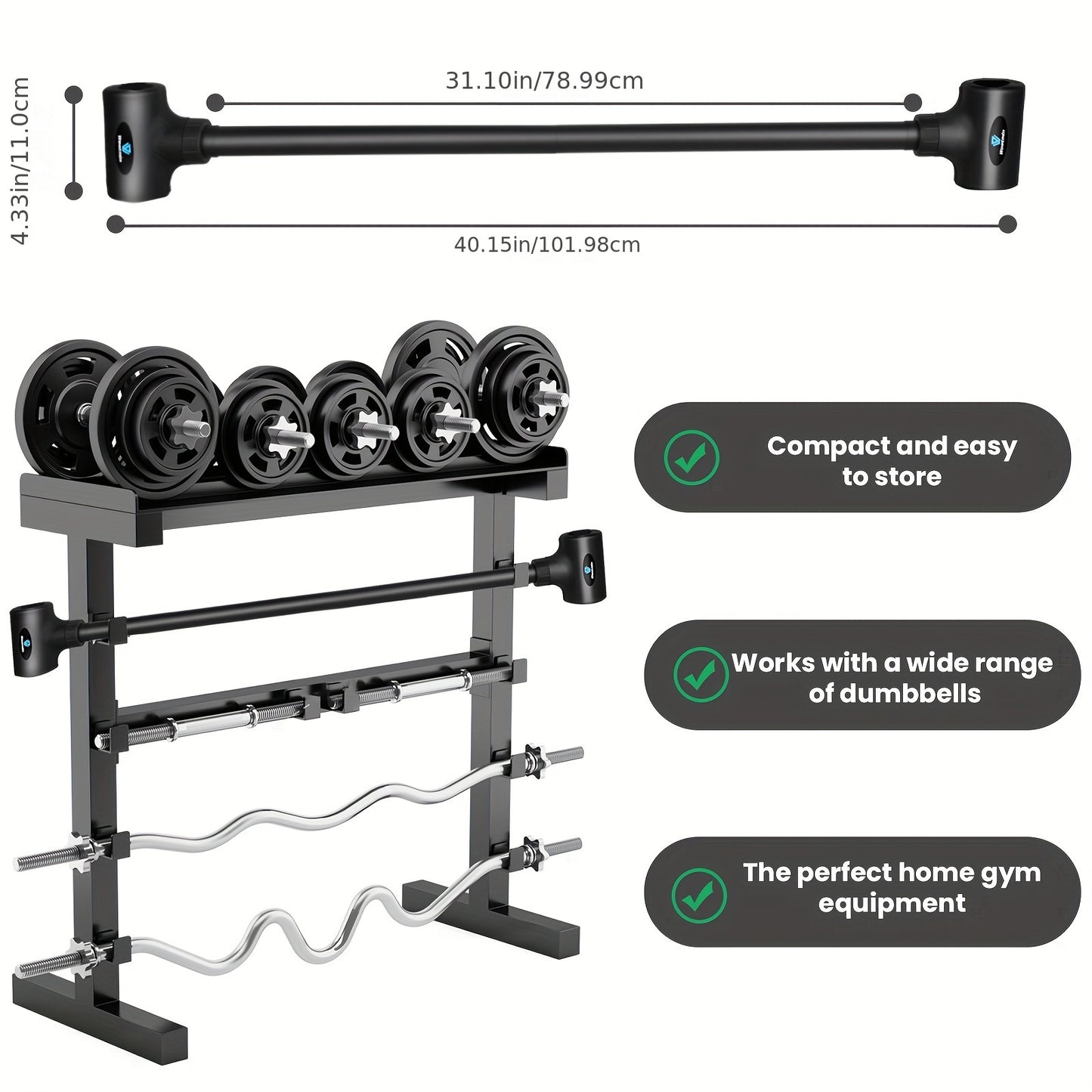 Convertisseur d'haltère-Convertit les haltères en ensembles d'haltères-Barre d'haltère, réglable et jusqu'à 200 Lb Barbell pour Home Fitness - 1pc