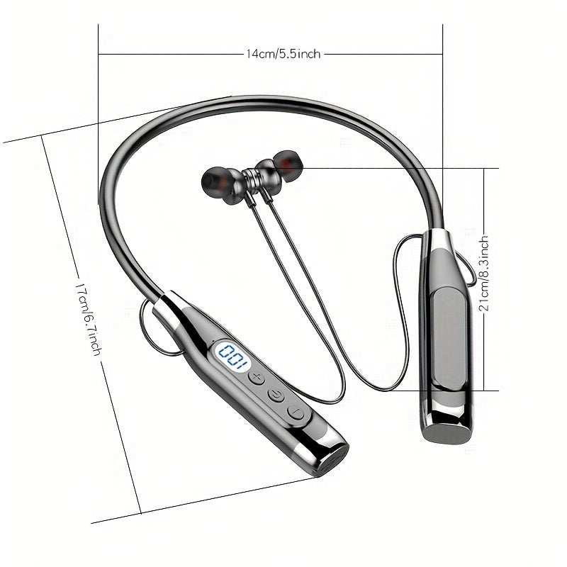 Sports High Quality Hanging Neck Double Ear K Song Neck Hanging Style Ultra Long Standby Digital Display Stereo Ultra Low Bass Mobile Phone Universal