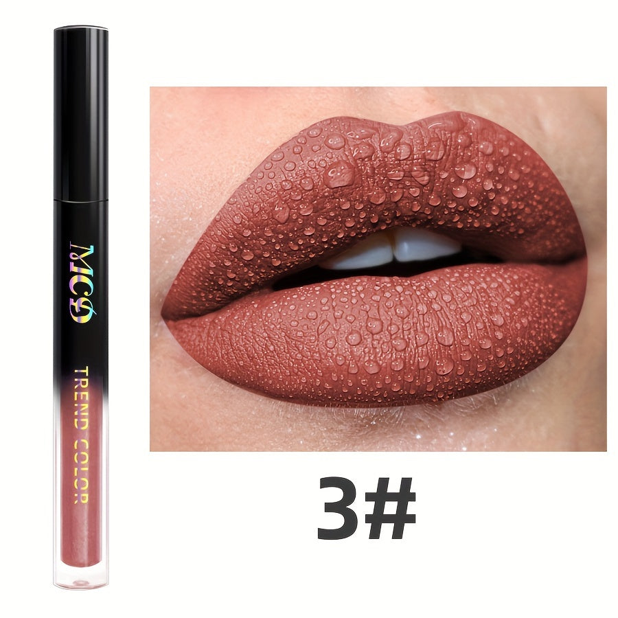 Non-Stick Long Lasting Lip Glaze Non Stick Cup Dark Color Waterproof Non Smudge Color Rendering Lip Mud