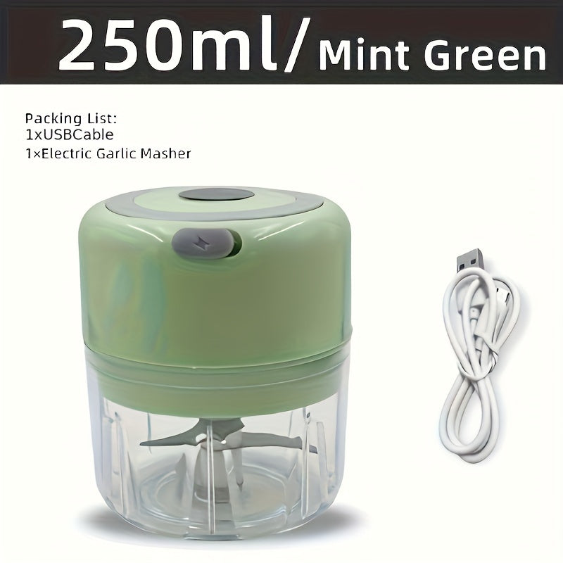 1 Piece Of 8.45oz Capacity, USB Rechargeable Cooking Machine, Kitchen Garlic Mixer, Electric Shredder, Small Automatic Cooking Machine, Multi Scene Use Tools, Various Colors,