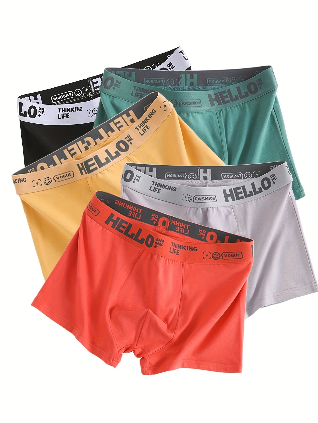 Cuecas boxer elásticas respiráveis de algodão masculino 4 unidades