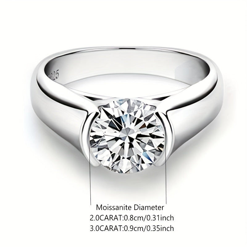 2 Carat Moissanite 925 en argent Sterling 18K or plaqué bague pour hommes et femmes Couple empilable cadeau de mariage