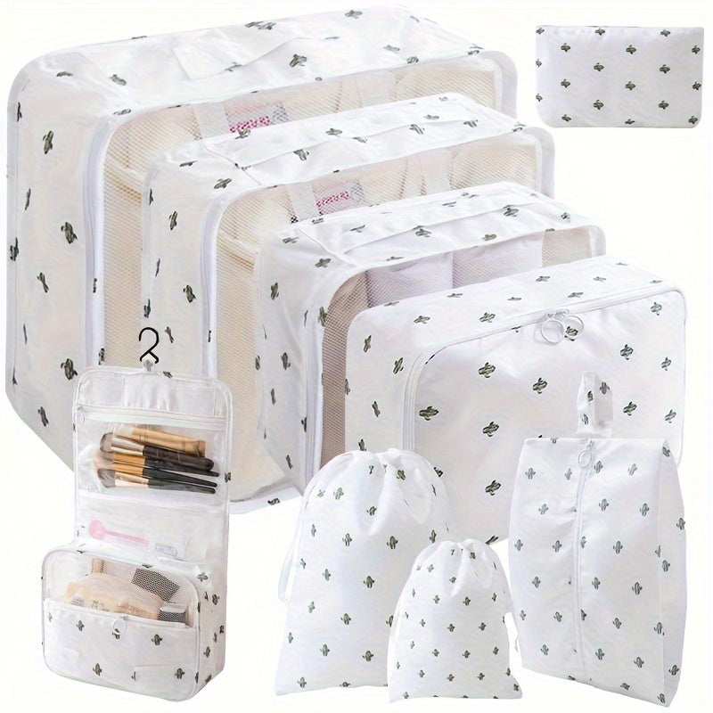 9pcs Travel Storage Bag Set, Suitcase Luggage Packing Cubes, Clothes Underwear Organizer Bag Shoes Bag Hanging Toiletry Bag