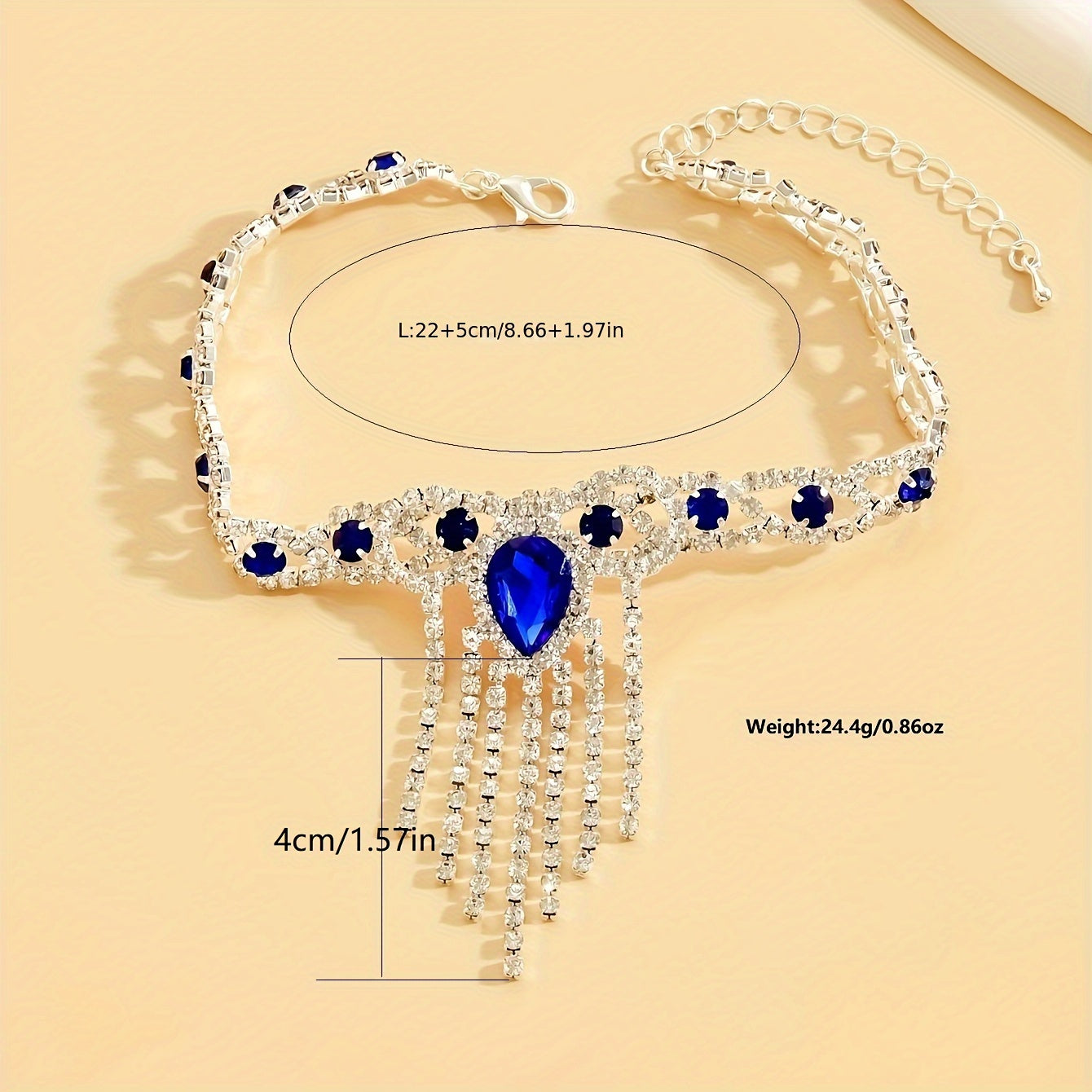 Lange Quaste Anhänger Fußkettchen Bling Bling Claw Kette Knöchel Armband Eingelegtes glänzendes Strass