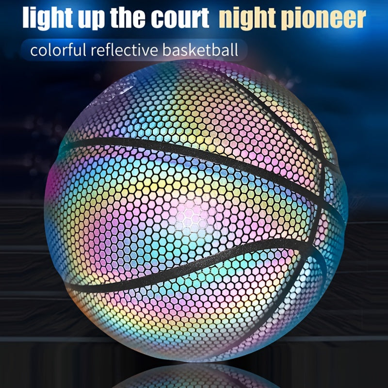 1PC Size 7 Basketball, Reflective Colorful Basketball, Anti Slip Wear-resistant Basketball For Match Training