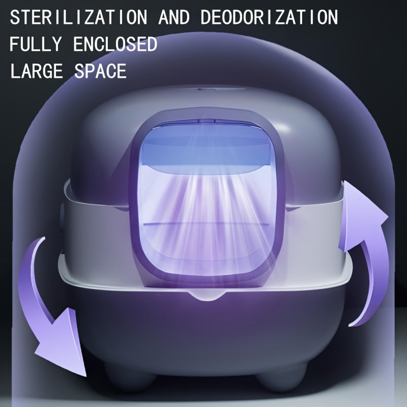 صندوق فضلات القطط كبير الحجم مع إزالة الروائح التلقائية ، والتعقيم بالأشعة فوق البنفسجية ، وتصميم مغلق بالكامل ، قابل للفصل وقابل للغسل مستلزمات الحيوانات الأليفة