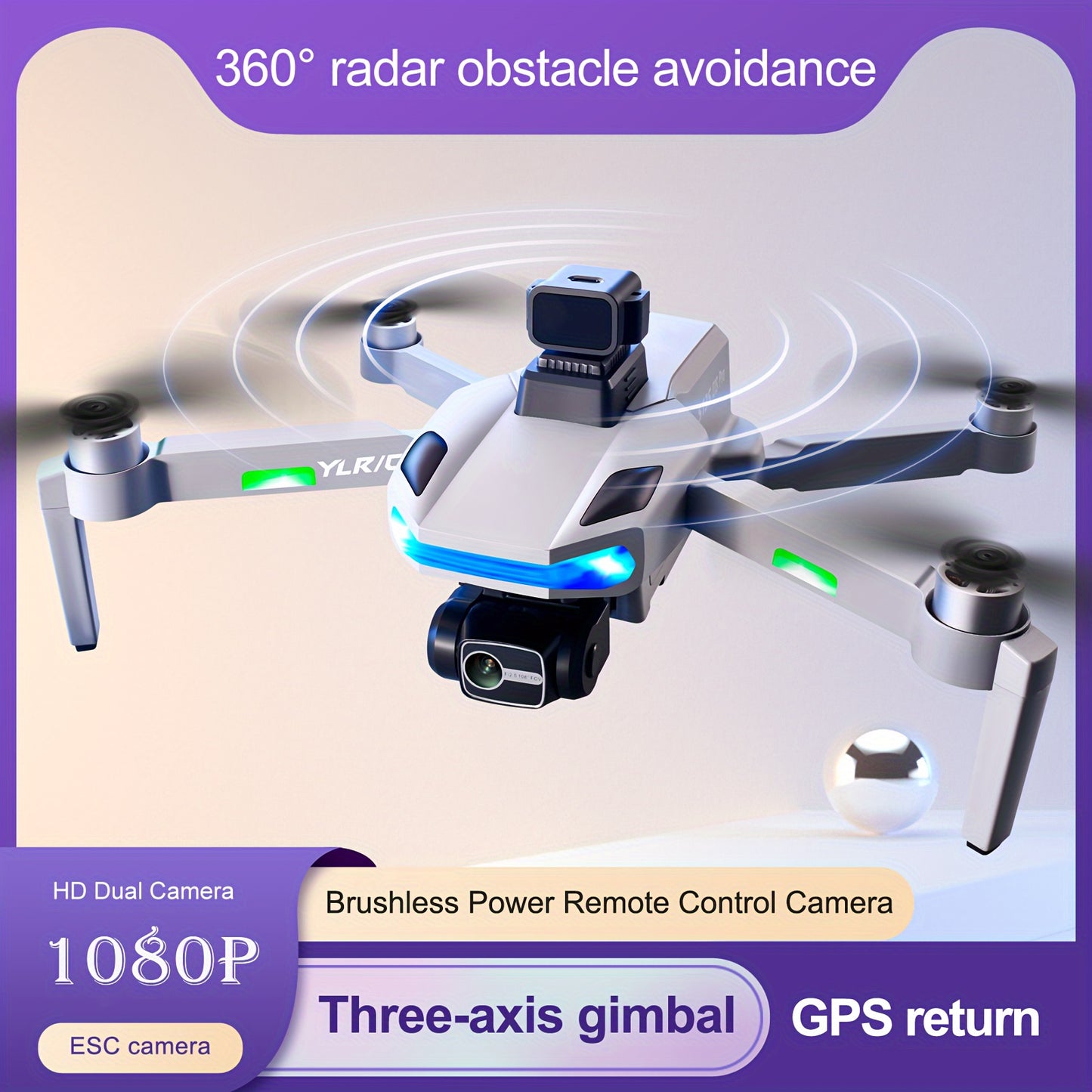 Novo drone RC profissional S135: posicionamento GPS preciso, motor sem escova potente, com câmera gimbal elétrica 1080P em três eixos, display LCD, transmissão de sinal 5G em tempo real, brinquedo e presente perfeitos, coisas para adolescentes - quadricóp