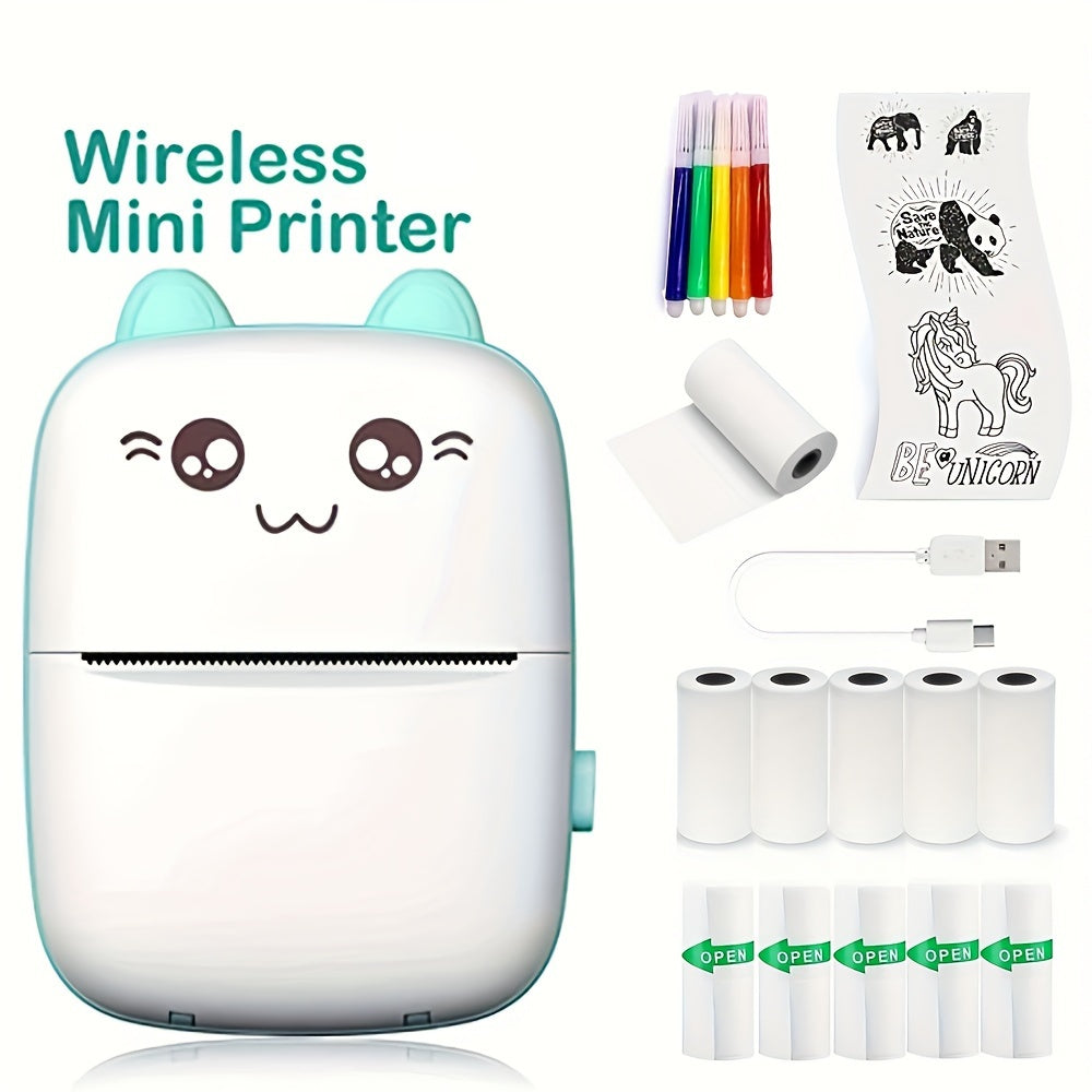 Mini Printer Portable, Pocket Thermal Printer Wireless Smart Printer for Photo Picture Office Receipt Label Note QR Code Inkless Printing with iOS Android APP