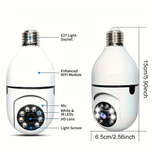 Smart Home Security Camera: HD WiFi E27 Bulb Camera, 2.4G, Two-Way Audio, Visual Active Defense And Alarm Notification - SD Card Not Included