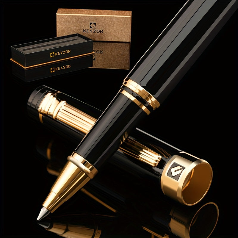 Stylo à bille roulante d'écriture de luxe avec recharge Schmidt, stylo en métal de 24k Golden Trim, ensemble cadeau stylo fantaisie pour hommes et femmes dans les bureaux de direction