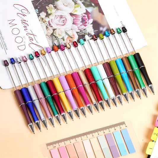 20 Colors Beadable Pens Plastic Bead Ballpoint Pens Bulk , Cute Cool DIY Pens For Journaling Women Students Teacher Graduation Christmas Gift Office School Supplies