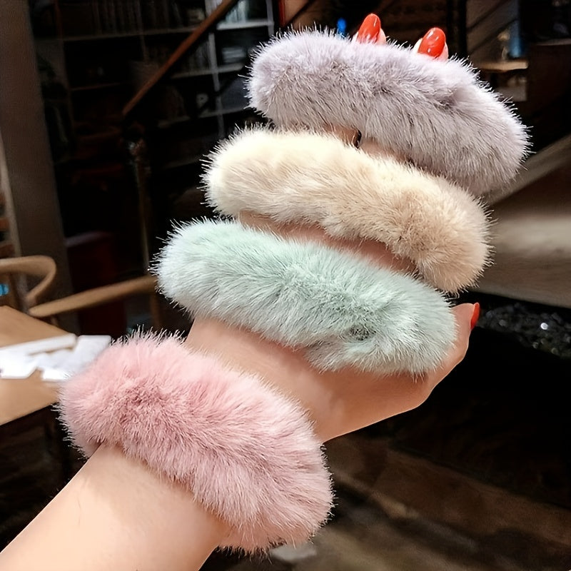 16 Pcs Fuzzy Hair Scrunchies Soft Knit Hair Elastic Band For Women Party Daily Hair Accessories Cute Autumn Winter Hair Styling Decoration For Women Girls