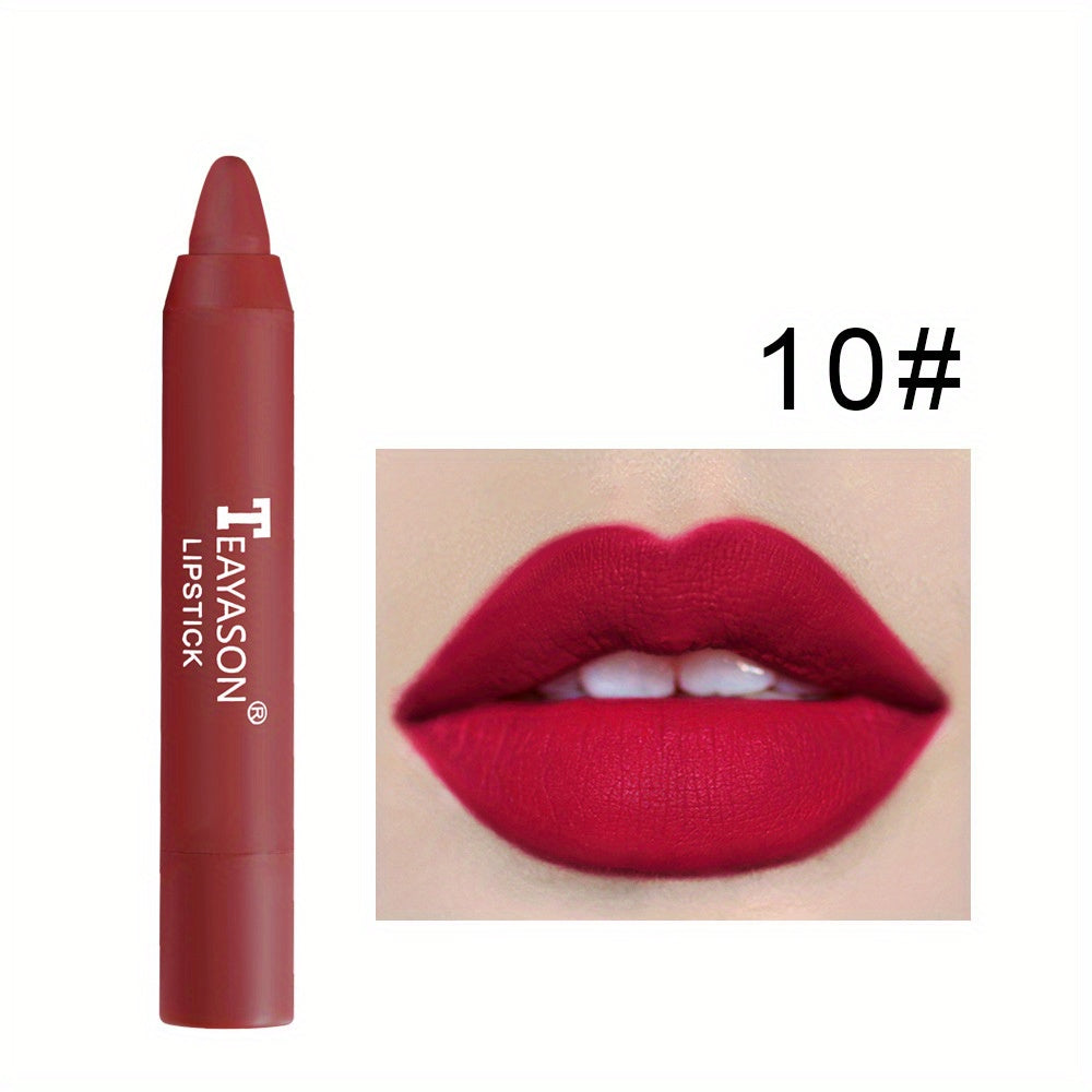 12 colors Matte Moisturizing Lipstick Crayons - Long Lasting, Waterproof, Smooth, Sun Protection, Plumping Effect