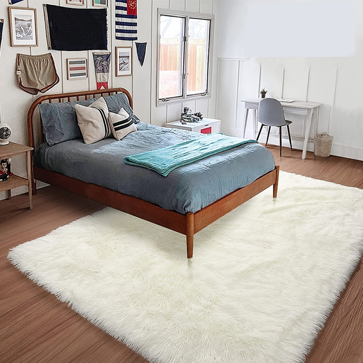 1pc Furry Floor Mat, Modern Bedroom Area Rug Non-Slip Large Fluffy Shaggy Indoor Carpet, For Home Living Room Decor (78.7*110.2in)