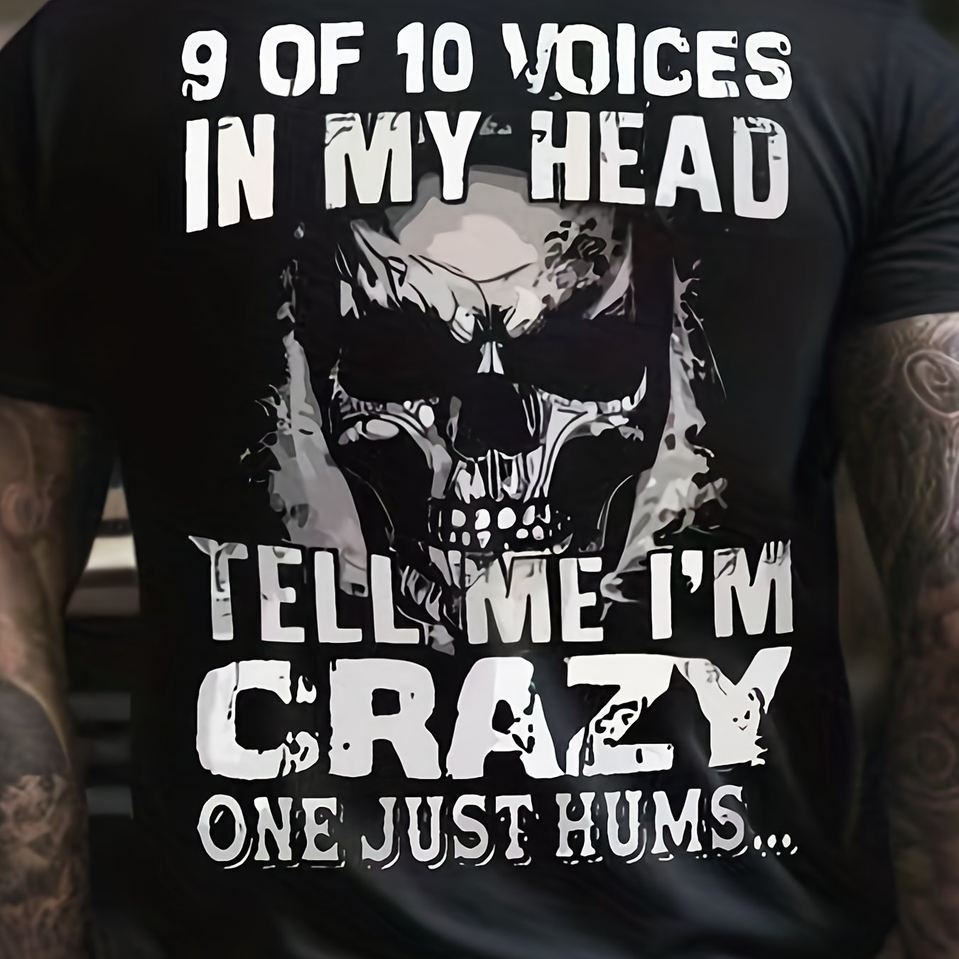 Plus la taille des hommes 3D Crazy Skull T-shirt imprimé graphique, Street Style Tees pour l'été, Slim Fit manches courtes Tops pour les grands et grands hommes, vêtements pour hommes