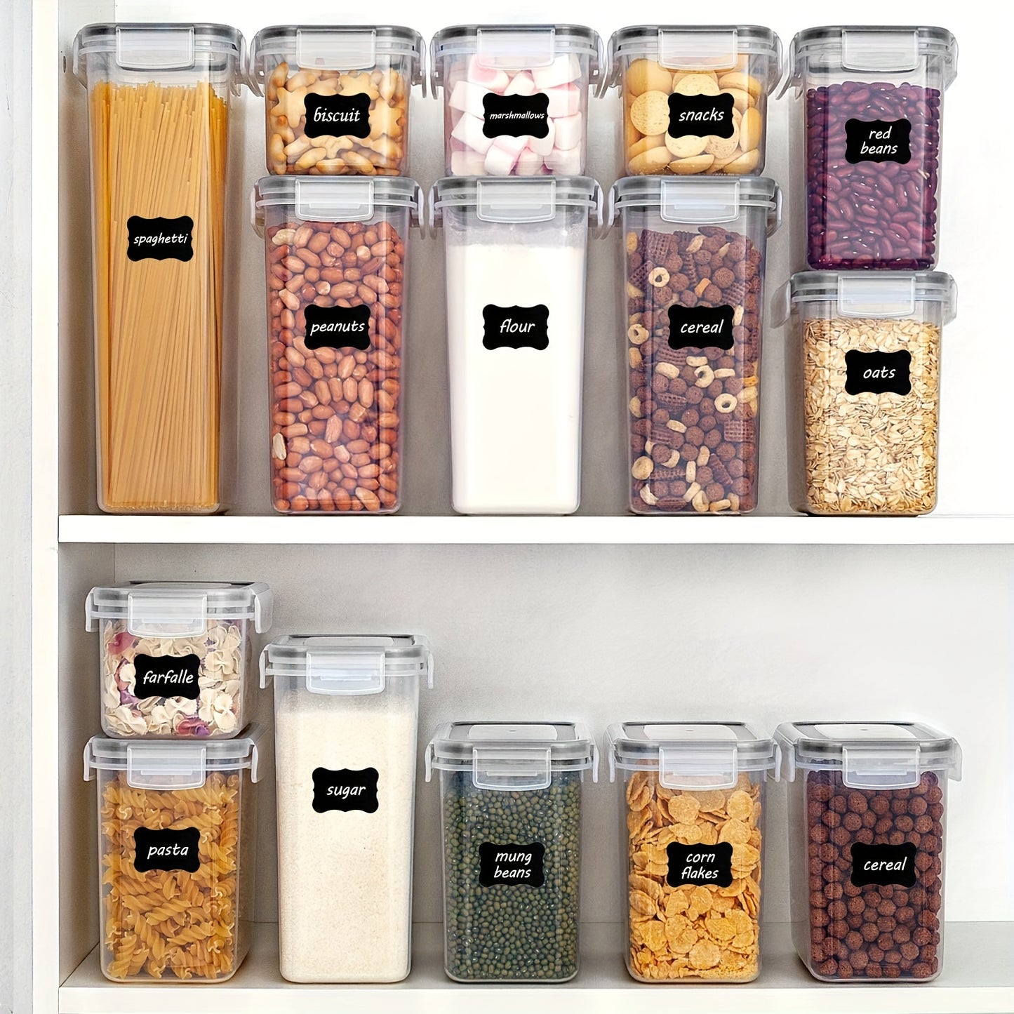 5\u002F9pcs BPA-Free Airtight Food Storage Containers with Lids - Perfect for Organizing and Storing Dry Foods - Includes Labels, Markers, and Dishwasher Safe - Ideal for Cereal, Pasta, Flour, and Sugar - Home Kitchen Supplies