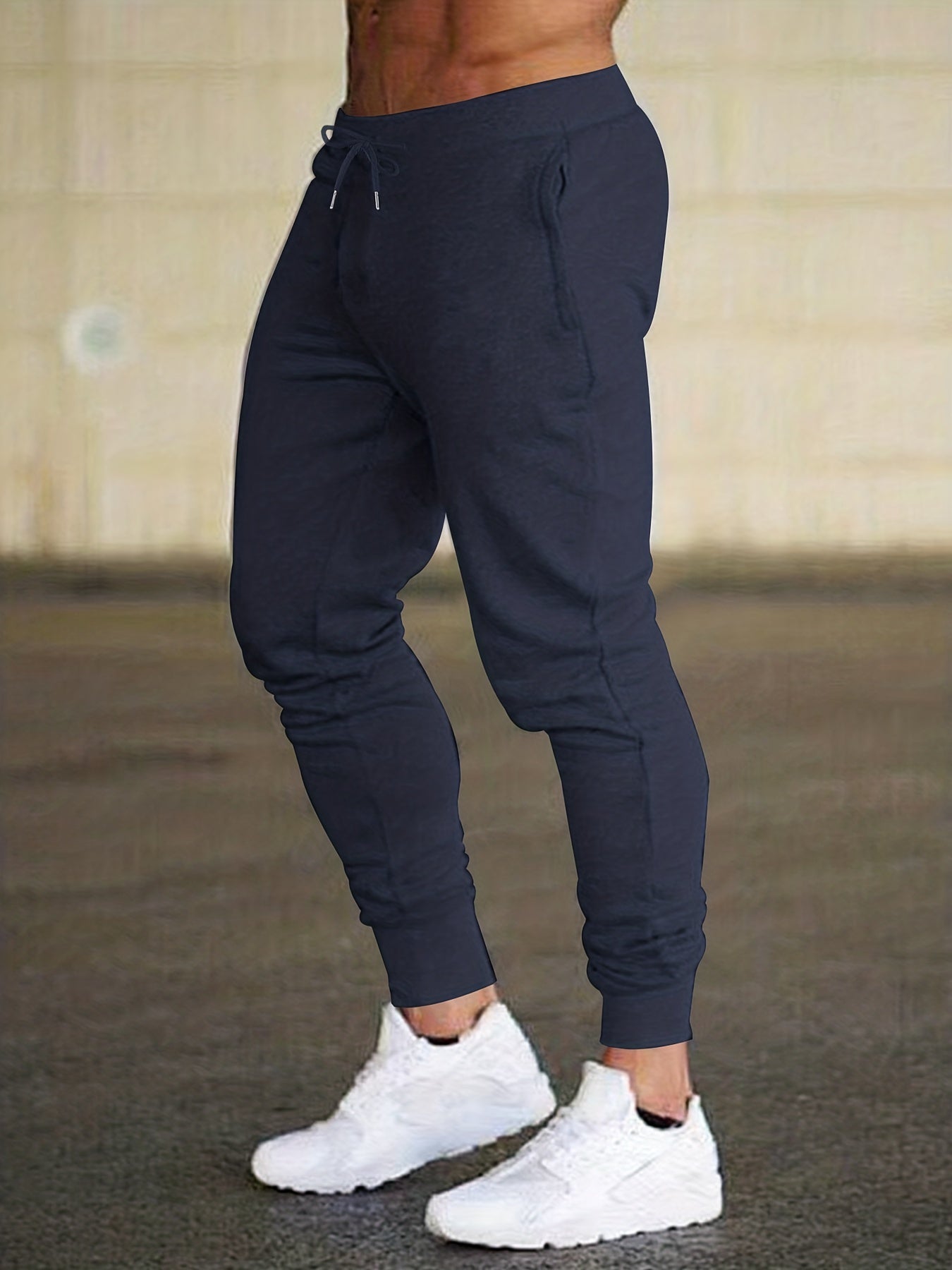 Joggers design classique, hommes décontracté taille extensible cordon mince pantalons de sport pantalons de survêtement pour le printemps été