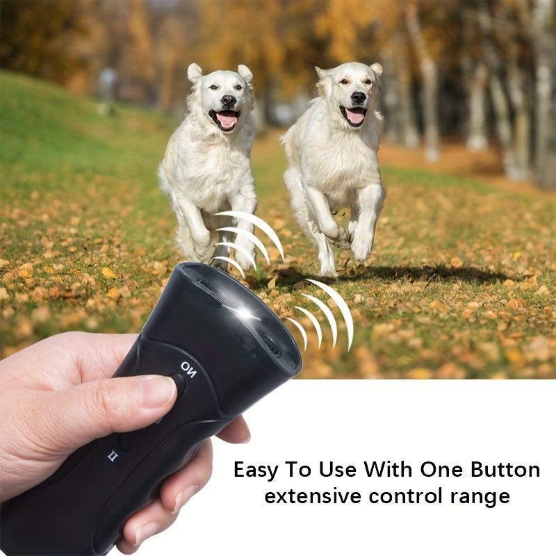 1pc Ultrasonic Dog Bark Deterrent - Handheld Training Control Tool With LED Dual Sensors