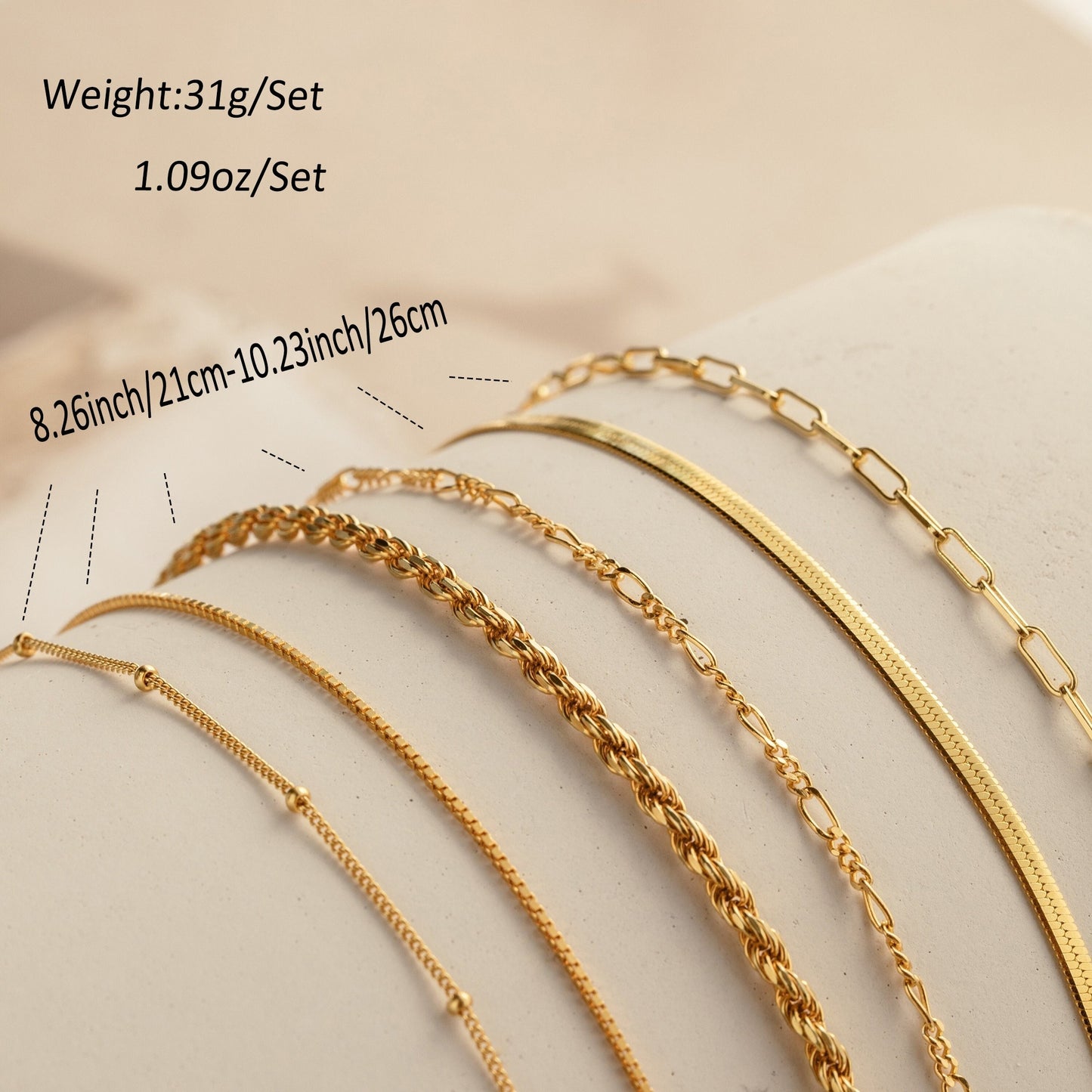 Style simple minimaliste empilable mince chaîne cheville ensemble Boho Style 18K plaqué or cuivre cheville bracelet ensemble pour les femmes