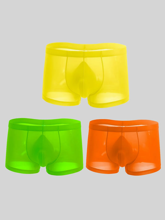 3 unids \ u002fset hombres seda de hielo transpirable Boxer Bragas brief, más tamaño elástico estiramiento Delgado Ropa interior para el verano