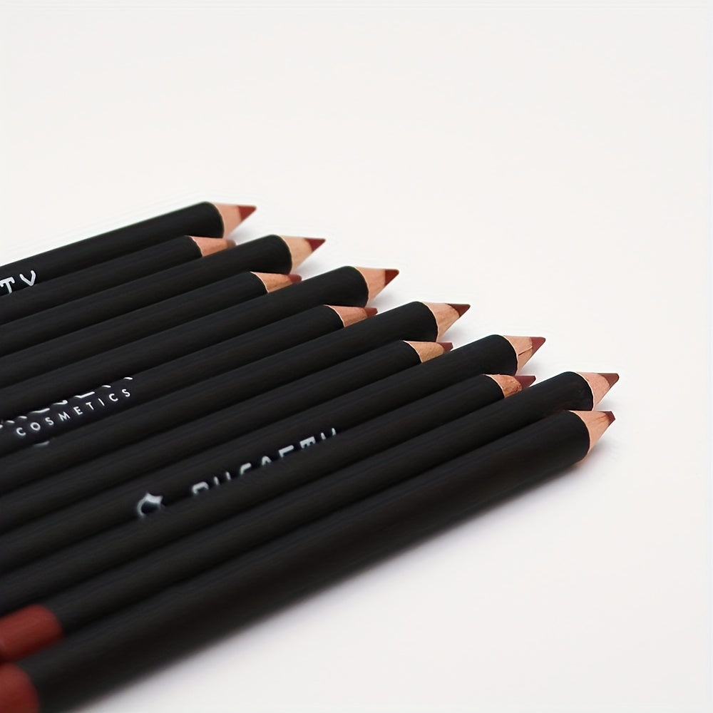 12pcs Multi-color Lip Liner Set, Waterproof, Sweat Proof, Long Lasting And Natural Look Lip Liner Crayon