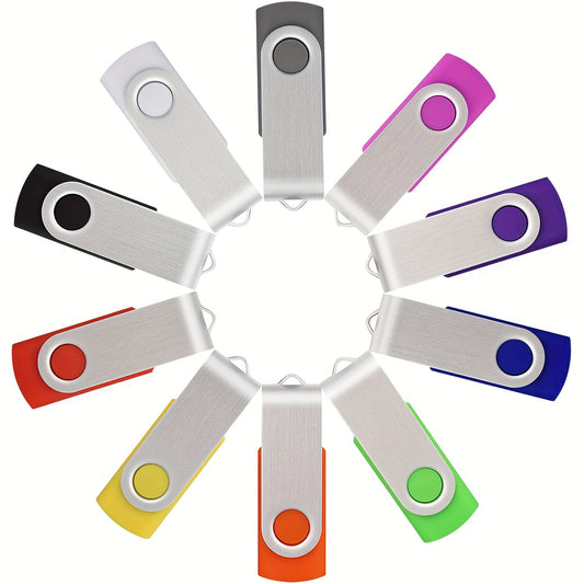 10pcs 4GB\u002F8GB\u002F16GB\u002F32GB\u002F64GB Colorful USB 2.0 Flash Drives Swivel Memory Stick USB Thumb Drive Pen Drive Jump Drive USB Stick Photo Stick U Disk  With Led Indicator For Data Storage File Sharing