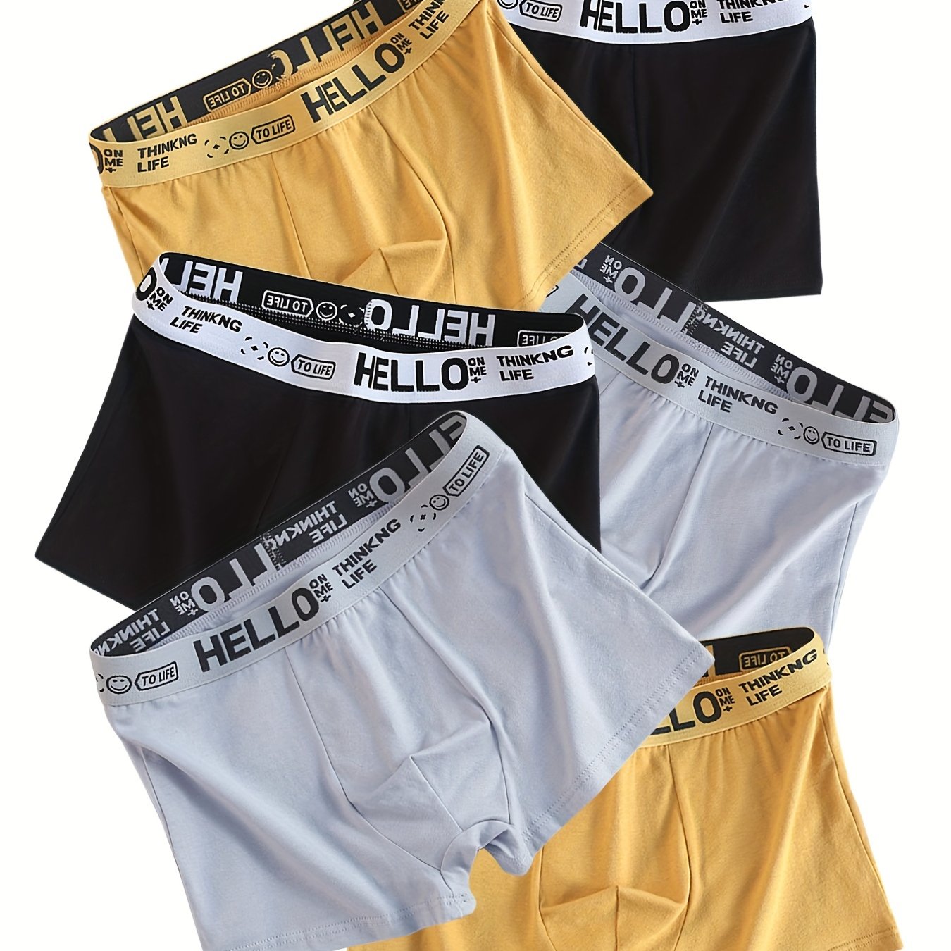 6pcs Calzoncillos boxer elásticos de algodón transpirable para hombres Color sólido Calzoncillos de algodón transpirable Ropa interior