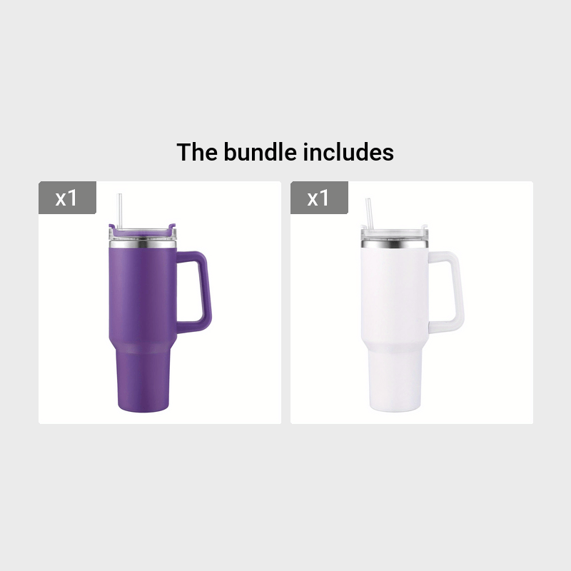 1 unid reutilizable vacío vaso con paja 40oz, doble capa de acero inoxidable aislado beber taza, coche práctico taza con mango