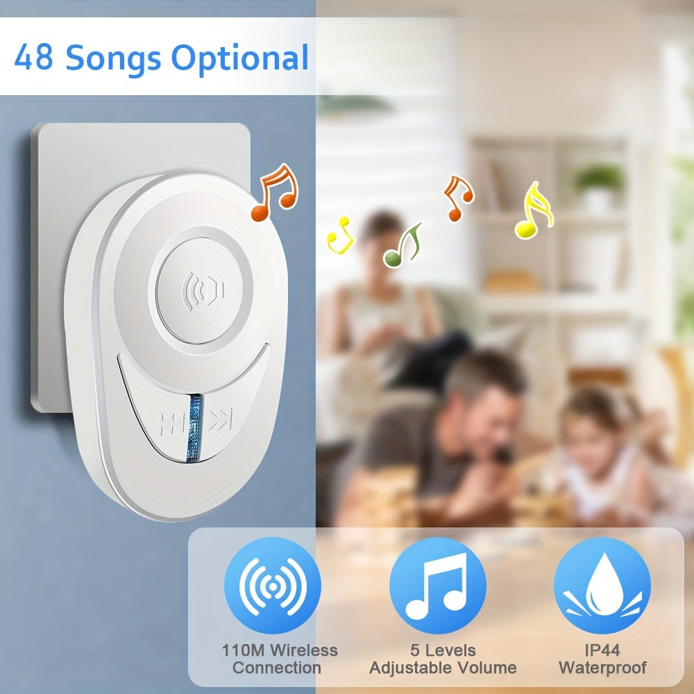 1000 Feet Wireless Doorbell Outdoor Waterproof Smart Home Door Bell US Plug 48 Chords LED Flash Home Classroom Office Security Alarm