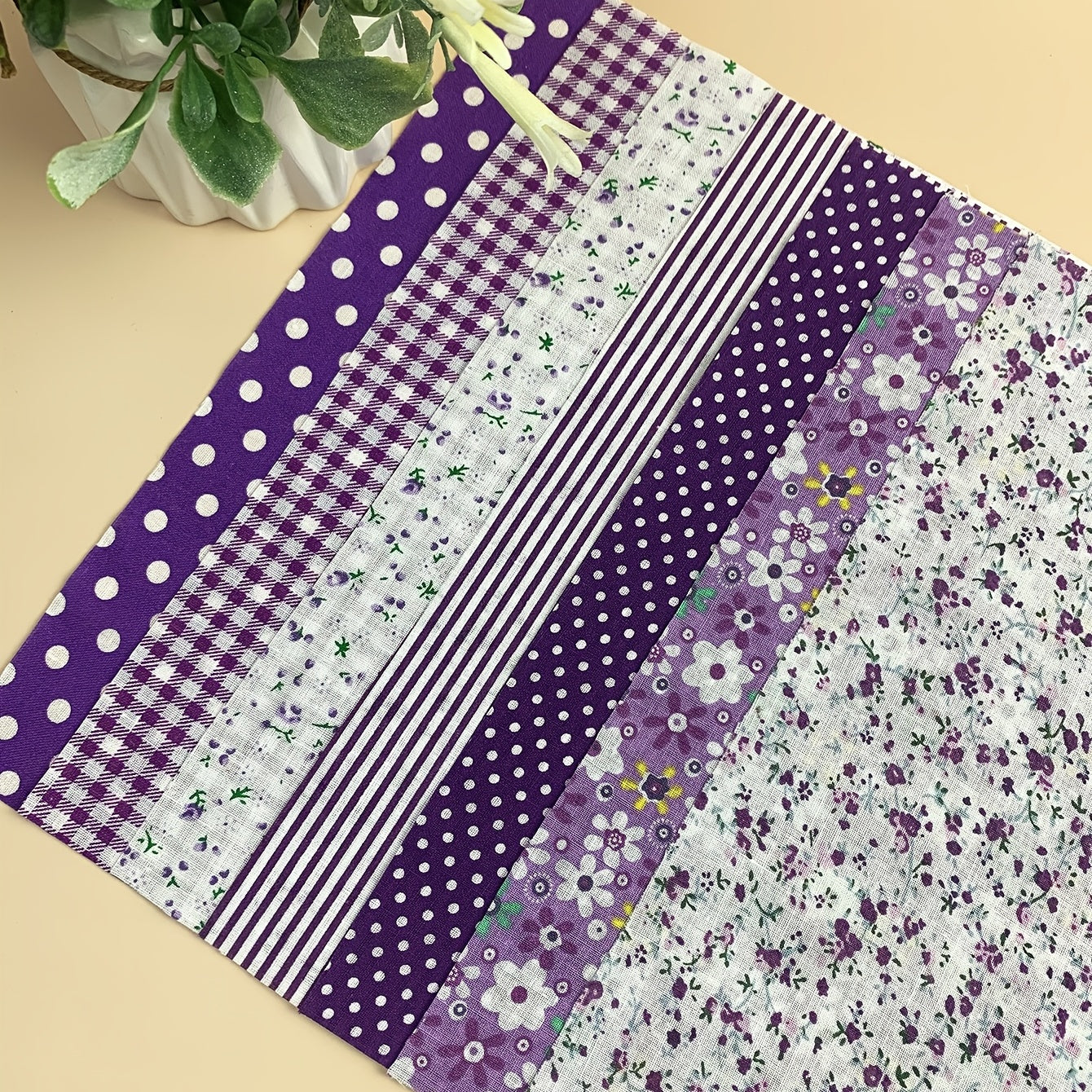 7pcs 9.8*9.8 Inches Purple Cotton Fabric For Sewing Dolls DIY Handmade Home Textile Cloth For Toys  Craft Material