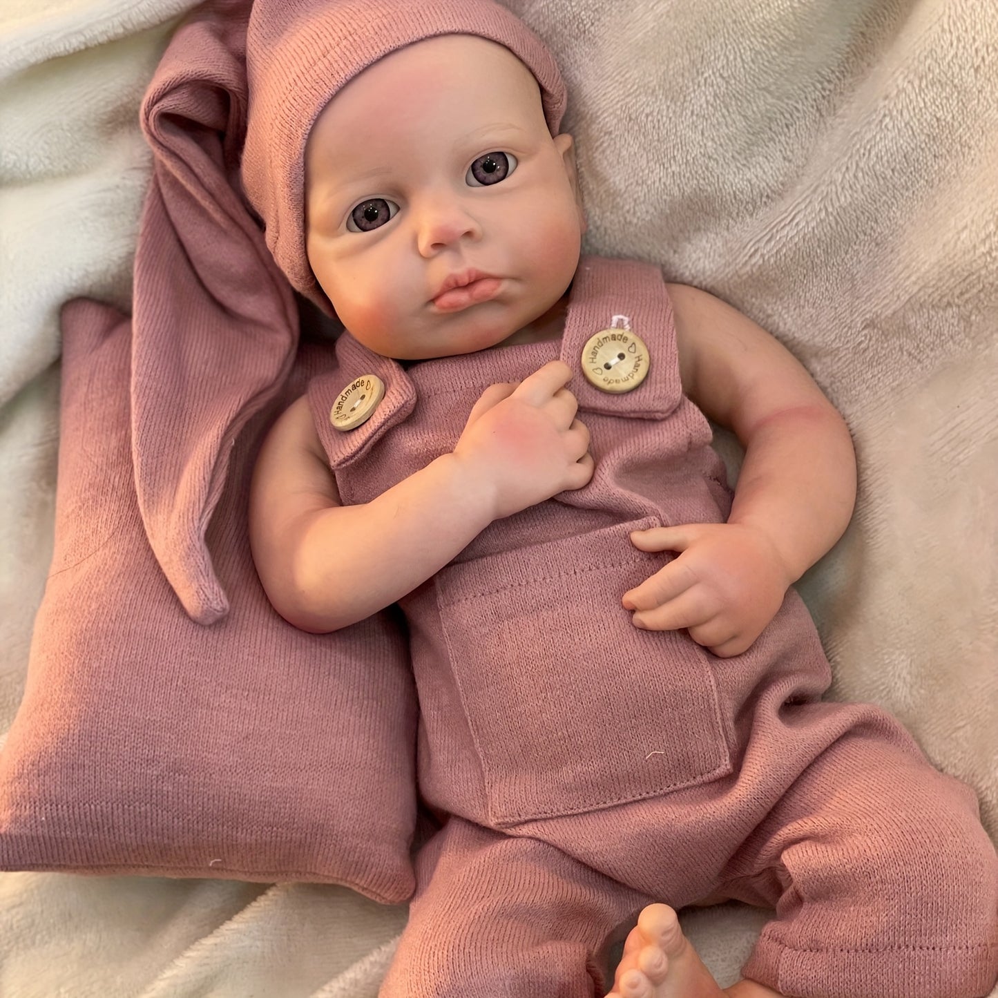 17.72inch Open Eyes Full Body Solid Platinum Silicone Bebe Reborn Girl With Artist Oil Painted Skin Handmade Soft Toch Silicone Reborn Doll Can Have Bath Reborn Doll Toy For Christmas Gift