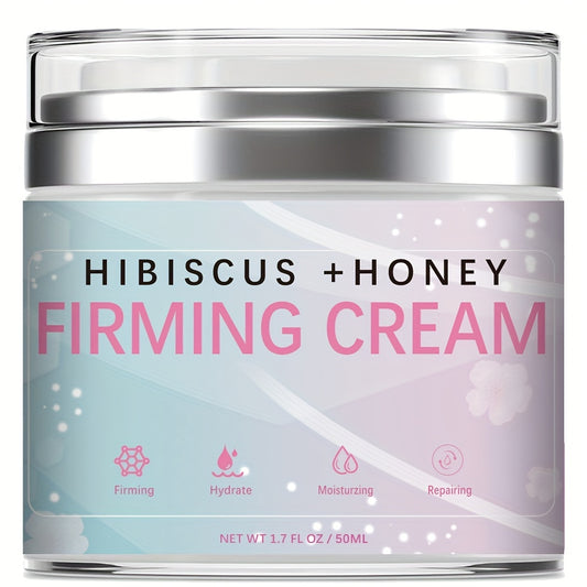 Hibiscus And Honey Firming Cream, Neck Firming Cream, Skin Tightening Cream, Skin Firming And Tightening Lotion For Face And Body, Cream For Firming, Tightening, Moisturizing Skin, With Hibiscus Extract And Honey
