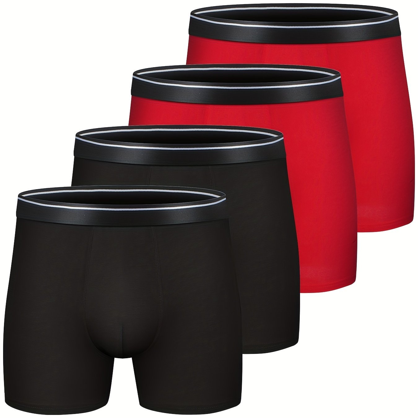 Paquete de 4 hombres de algodón transpirable cómodo suave elástico color liso calzoncillos boxer ropa interior