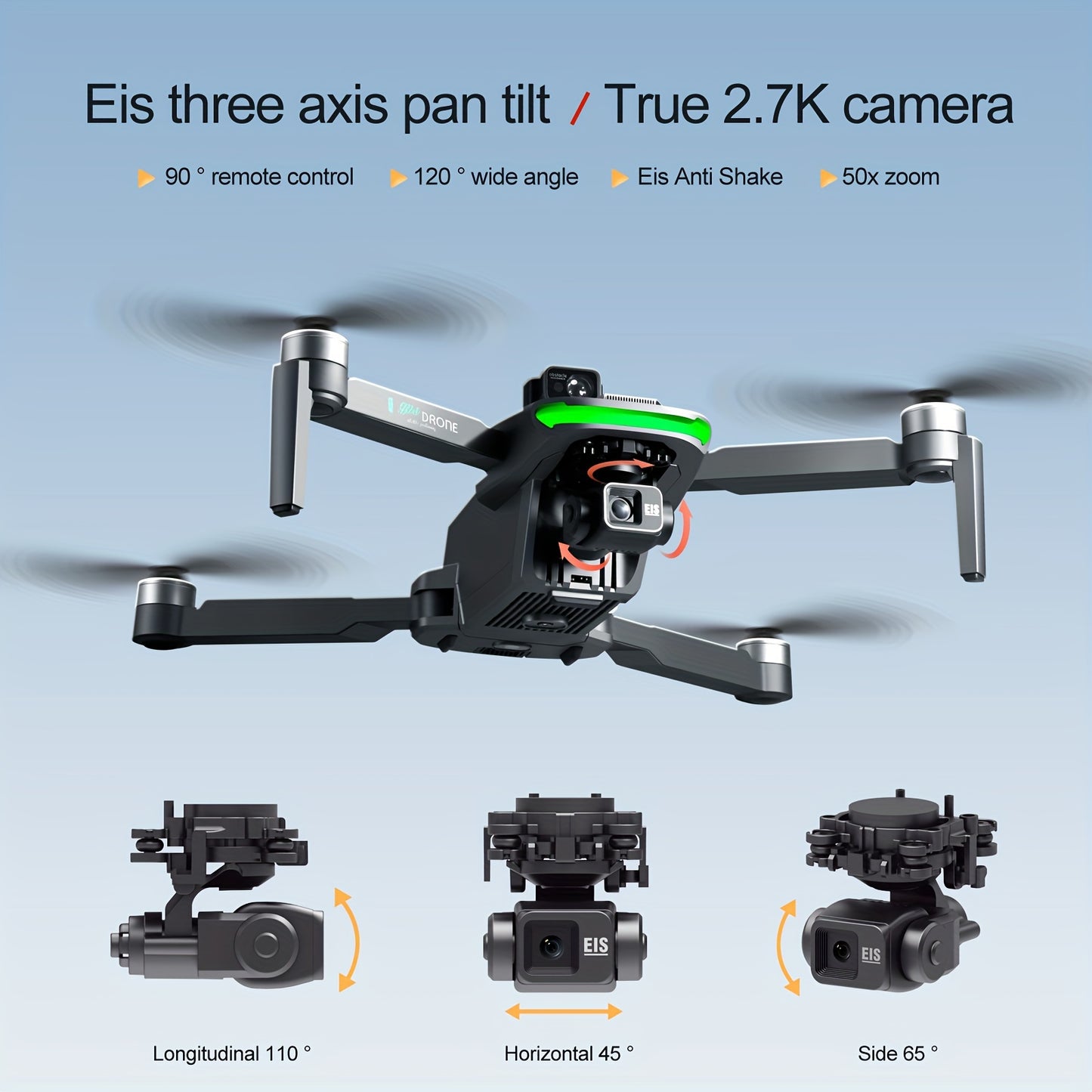 كاميرا Gimbal S155 Quadcopter UAV Drone 3-Axis Gimbal 2K، تجنب العوائق بزاوية 360 درجة، حمولة 500 جرام، العودة الذكية إلى المنزل مثالية للمبتدئين، هدايا الرجال وأشياء المراهقين.